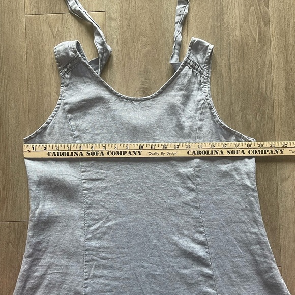 Terzo Millennio Blue Linen Sleeveless Tie Back Ruffles Dress Women’s Medium - Picture 10 of 11